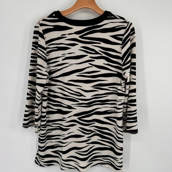 Chicos 1 Travelers Zebra Print V-Neck Tunic Womens Top Size medium - Picture 9 of 13